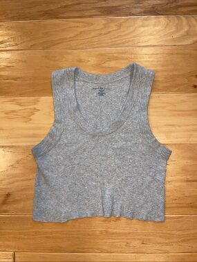 Brandy Melville Light Gray Ribbed Crop Tank
